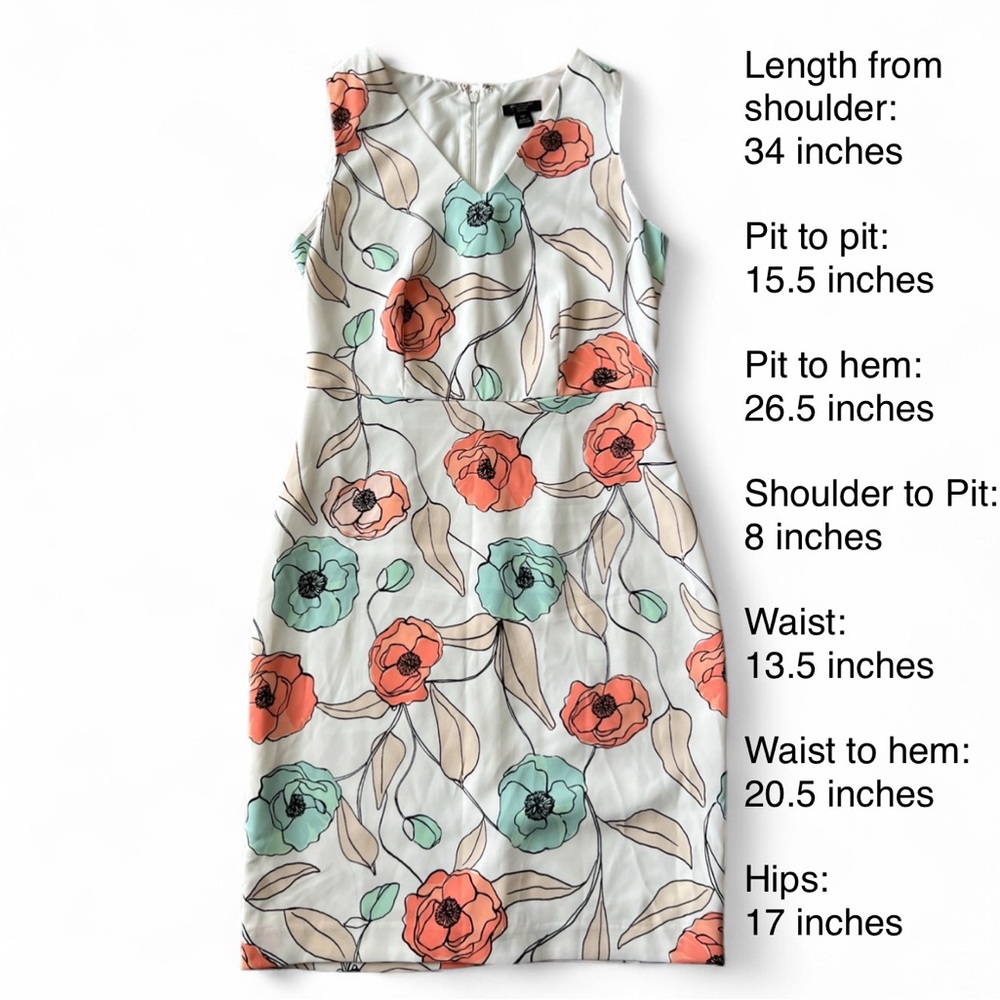 Ann Taylor Factory Petite Floral Sheath Dress 00P - Coral Poppy Bloomcore - Picture 2 of 9